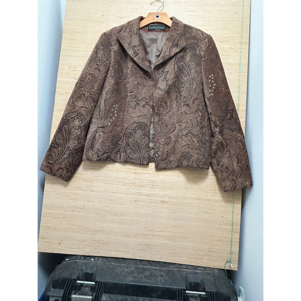 Harve Benard by Bernard Holtzman Brown Paisley Tapestry Jacket Medium